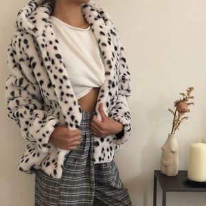 SOLD! NEW Faux Fur Dalmatian Hooded Jacket